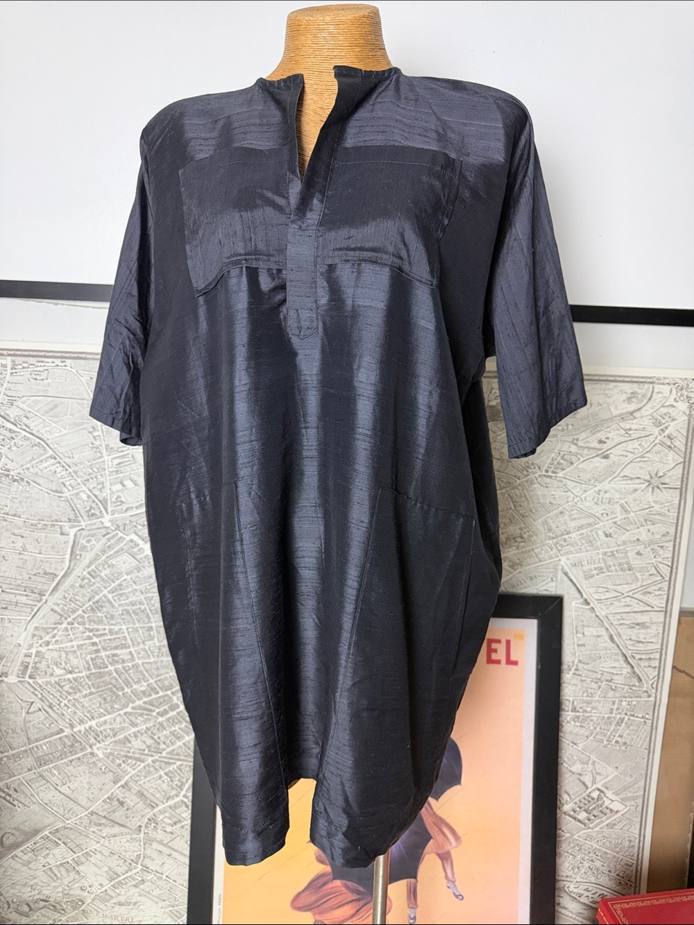 CARLA FERNÁNDEZ Silk black charcoal dress one size